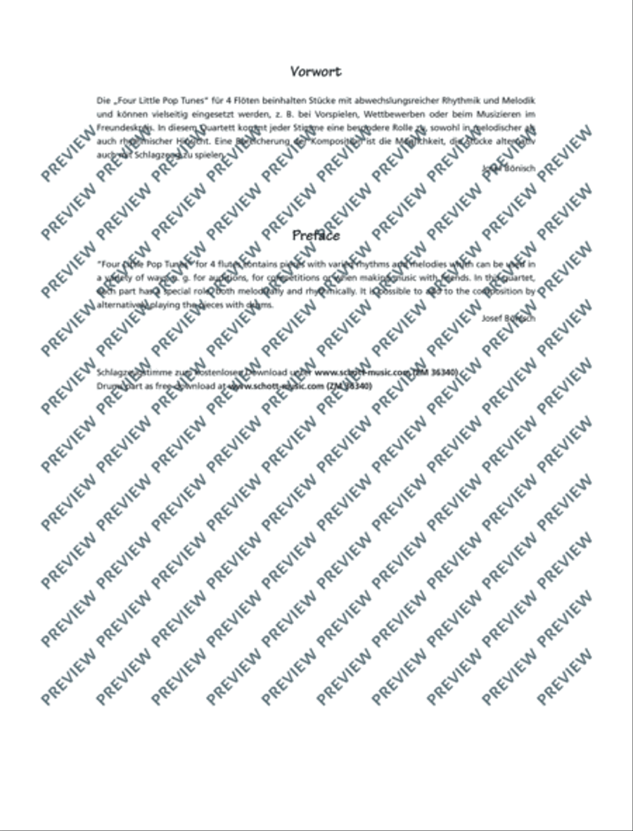 Four little Pop Tunes Flute scores gallery preview page 4