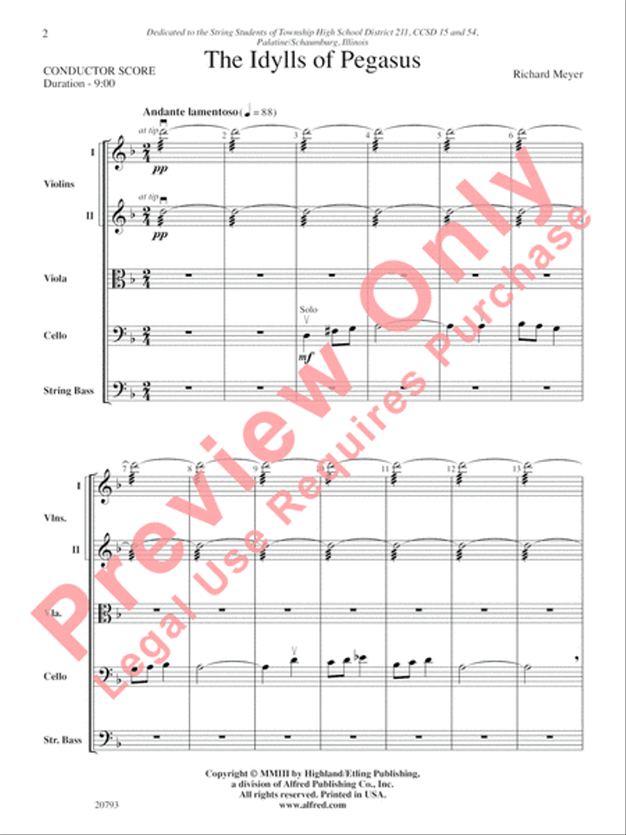 The Idylls of Pegasus String Orchestra scores gallery preview page 3