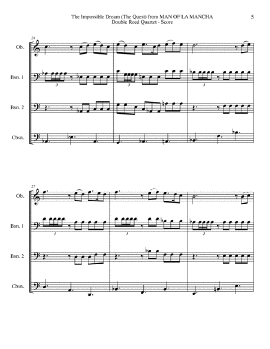 The Impossible Dream Woodwind Quartet scores gallery preview page 5