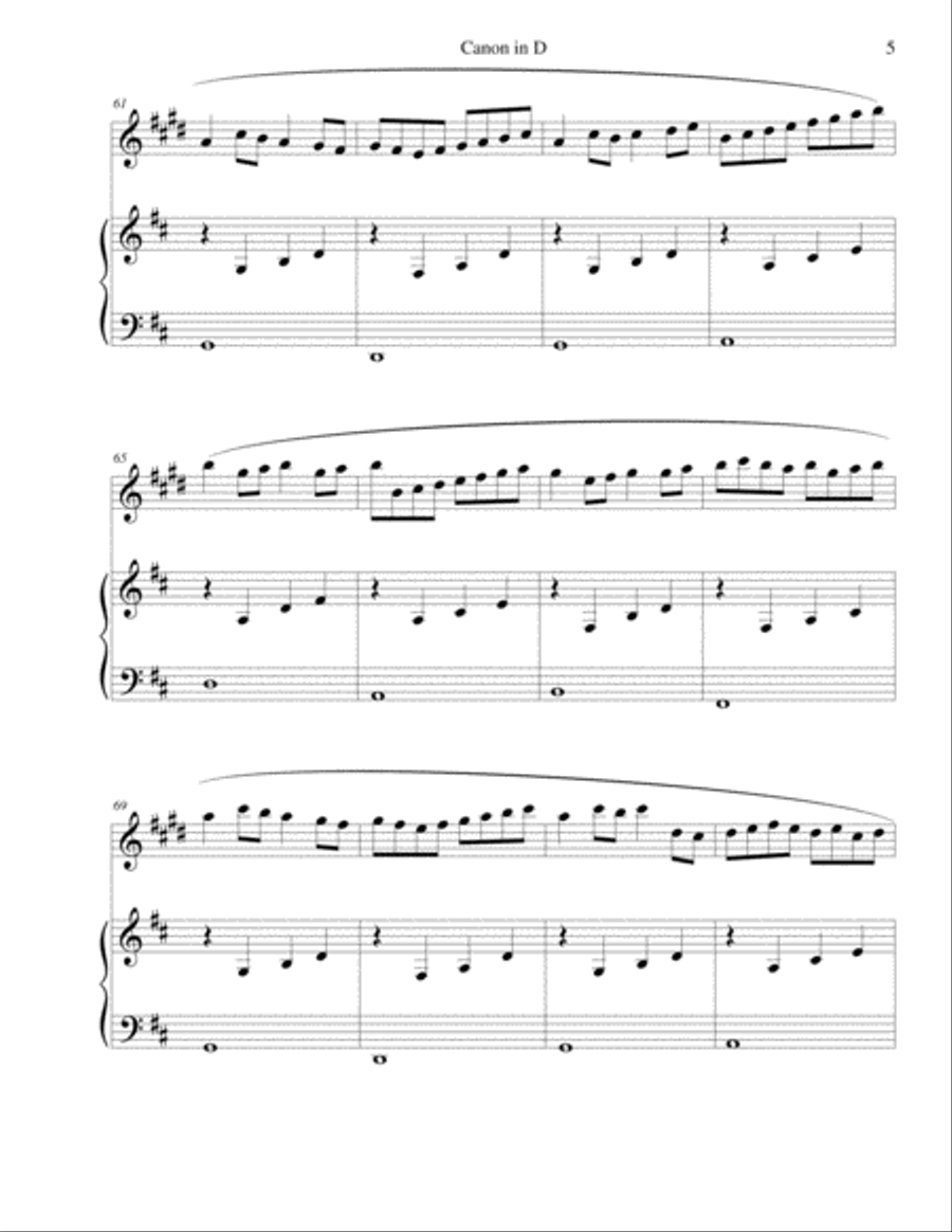 Pachelbel's Canon in D - for Bb clarinet and piano B-Flat Clarinet scores gallery preview page 5