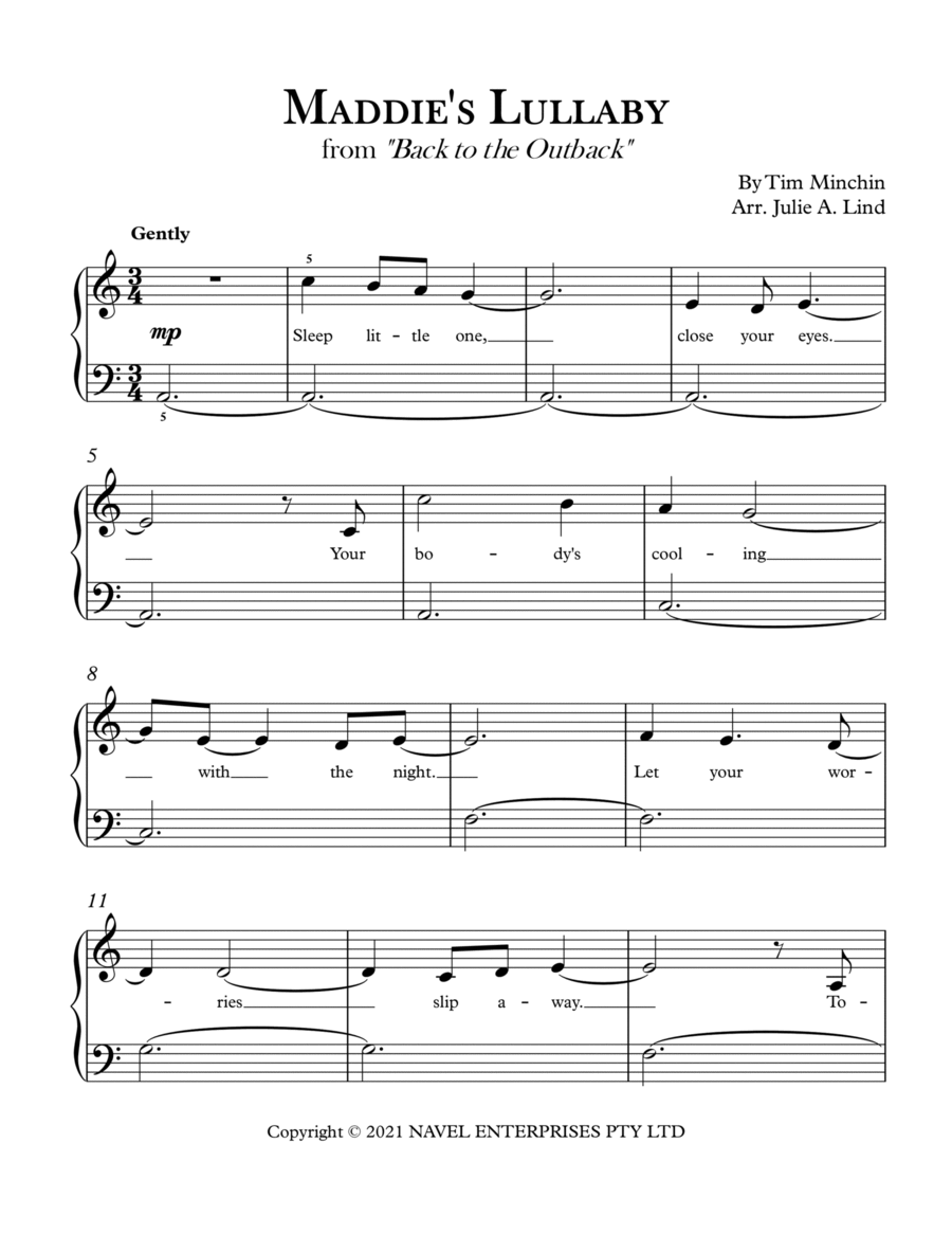 Maddie's Lullaby Easy Piano scores gallery preview page 1