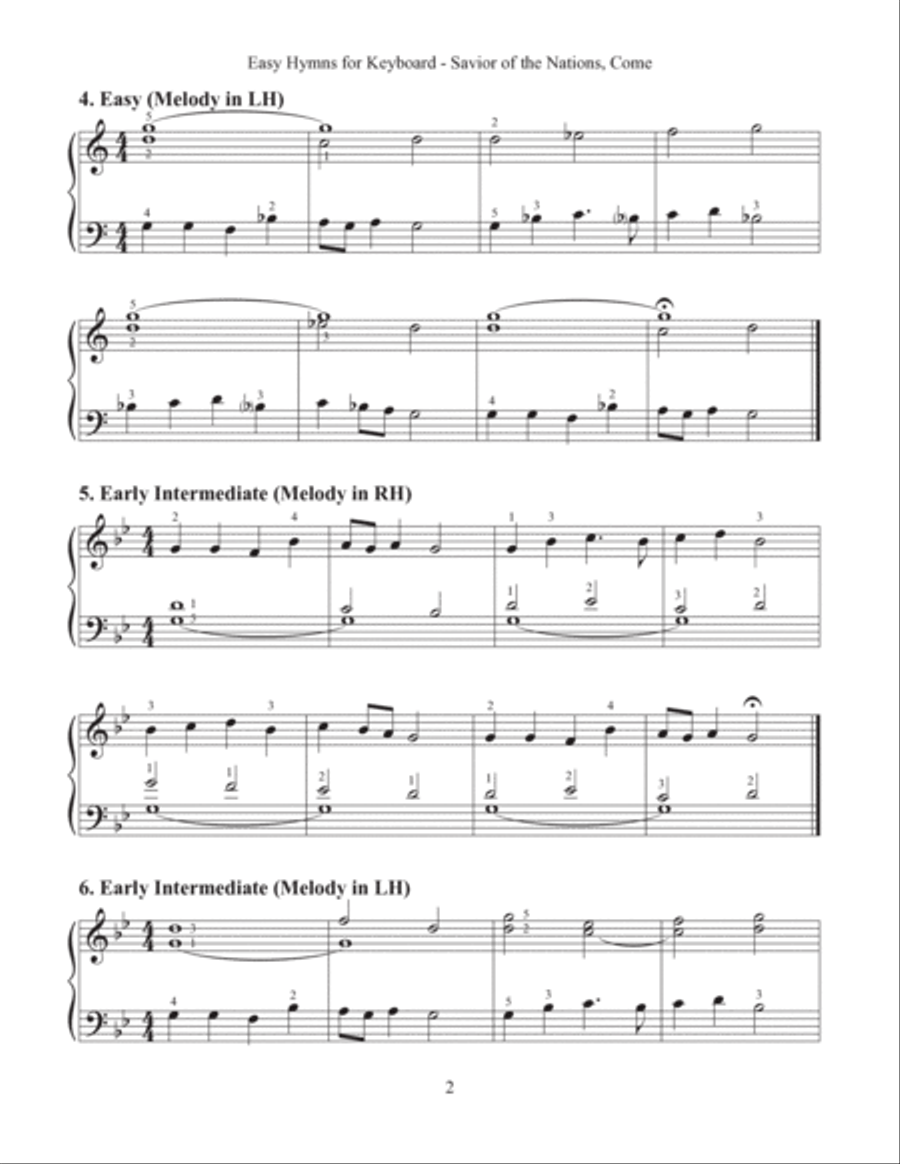 Savior of the Nations, Come (Easy Hymns for Keyboard) Piano Method scores gallery preview page 4
