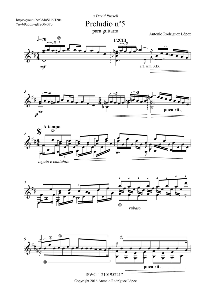 Preludio nº5 Acoustic Guitar scores gallery preview page 1