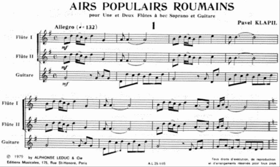 Airs Populaires Roumains (recorder & Guitar)