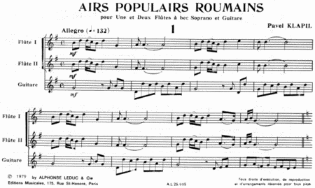 Airs Populaires Roumains (recorder & Guitar)
