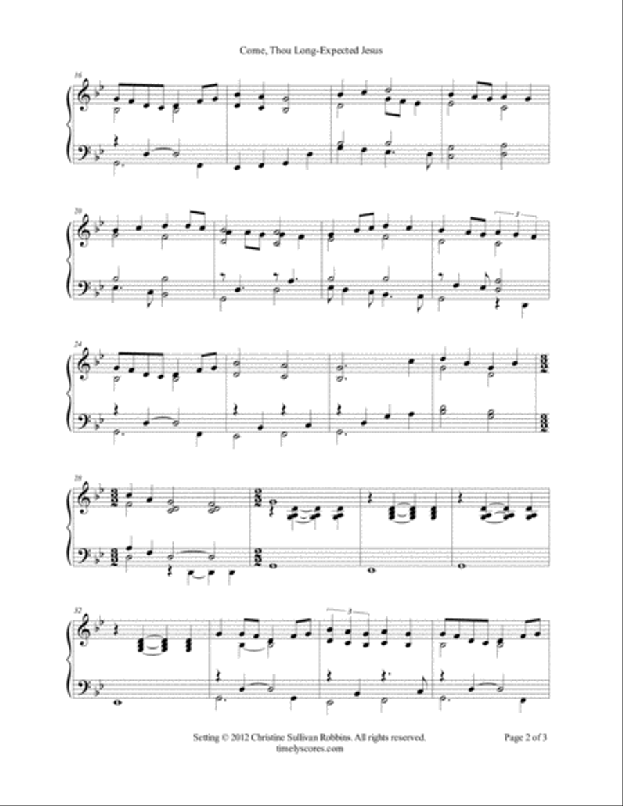 Come, Thou Long-Expected Jesus with O Come, O Come, Emmanuel Piano Solo scores gallery preview page 2