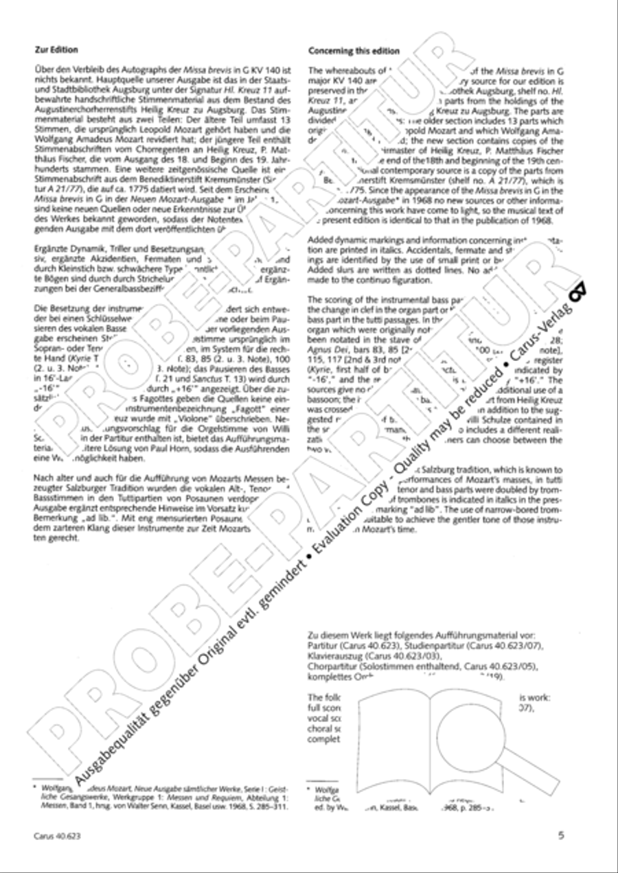 Missa brevis in G major Missa brevis in G major 4-Part scores gallery preview page 6