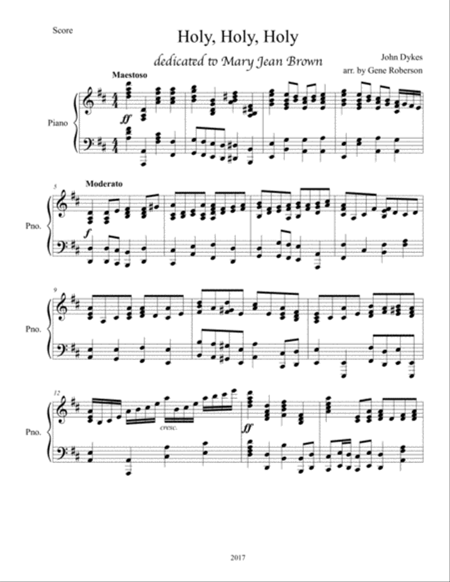 Holy, Holy, Holy Piano Solo Piano Solo scores gallery preview page 2