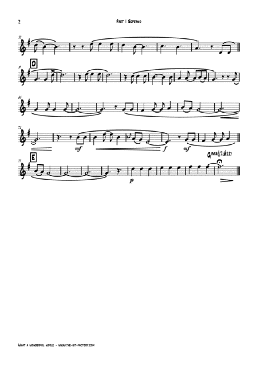What A Wonderful World Saxophone Quartet scores gallery preview page 5