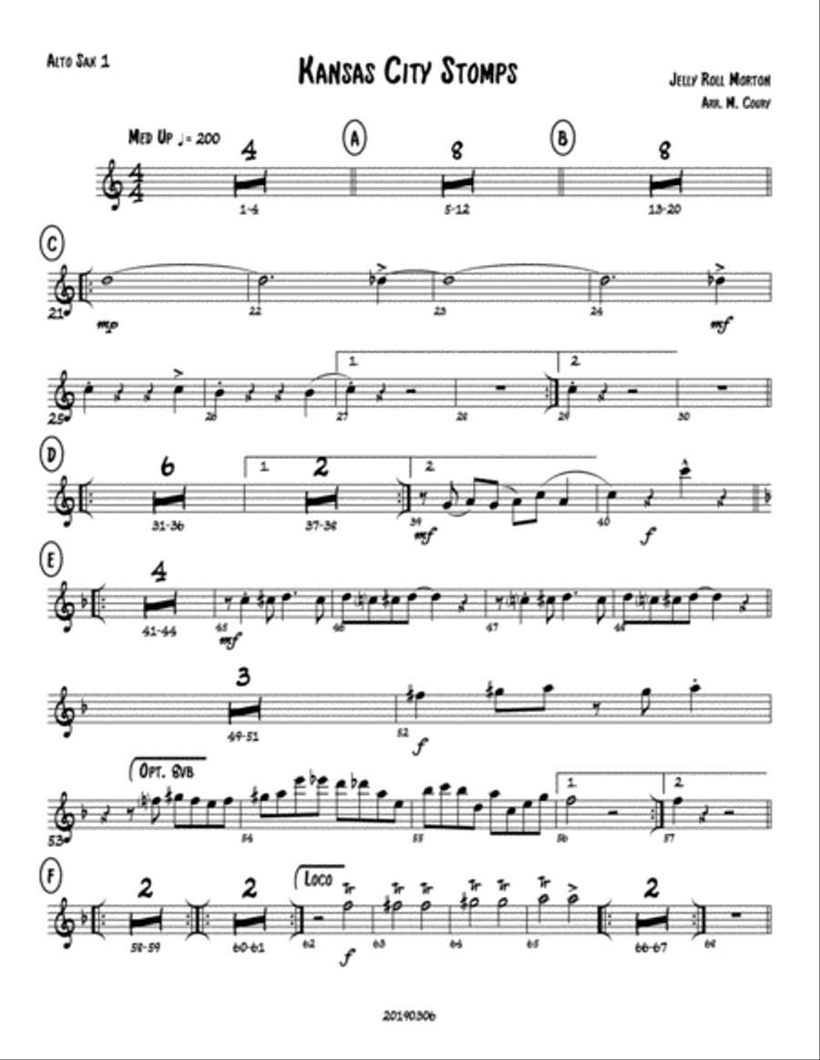 Kansas City Stomps - All Parts Jazz Ensemble scores gallery preview page 1