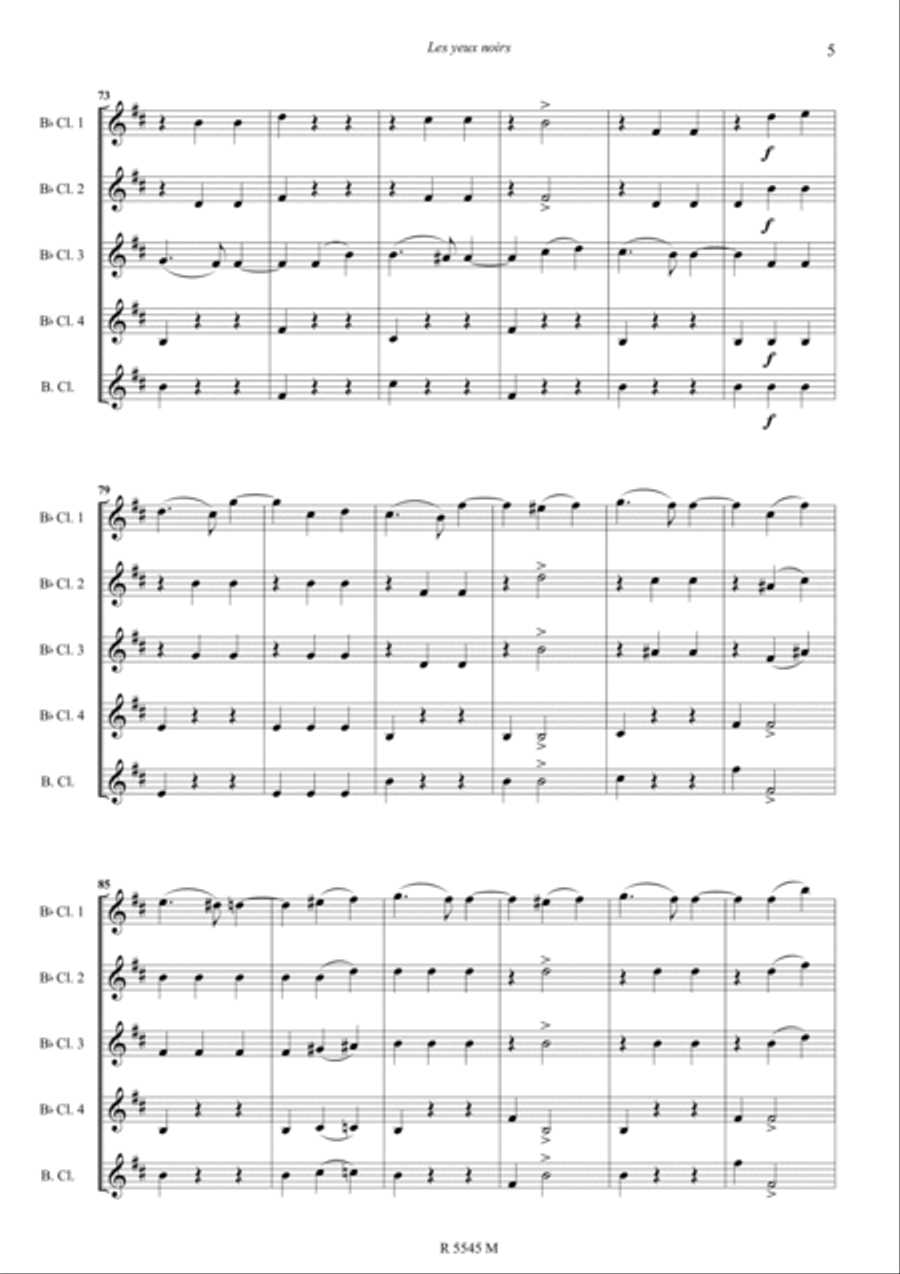 Les Yeux noirs, pour clarinette Clarinet scores gallery preview page 6
