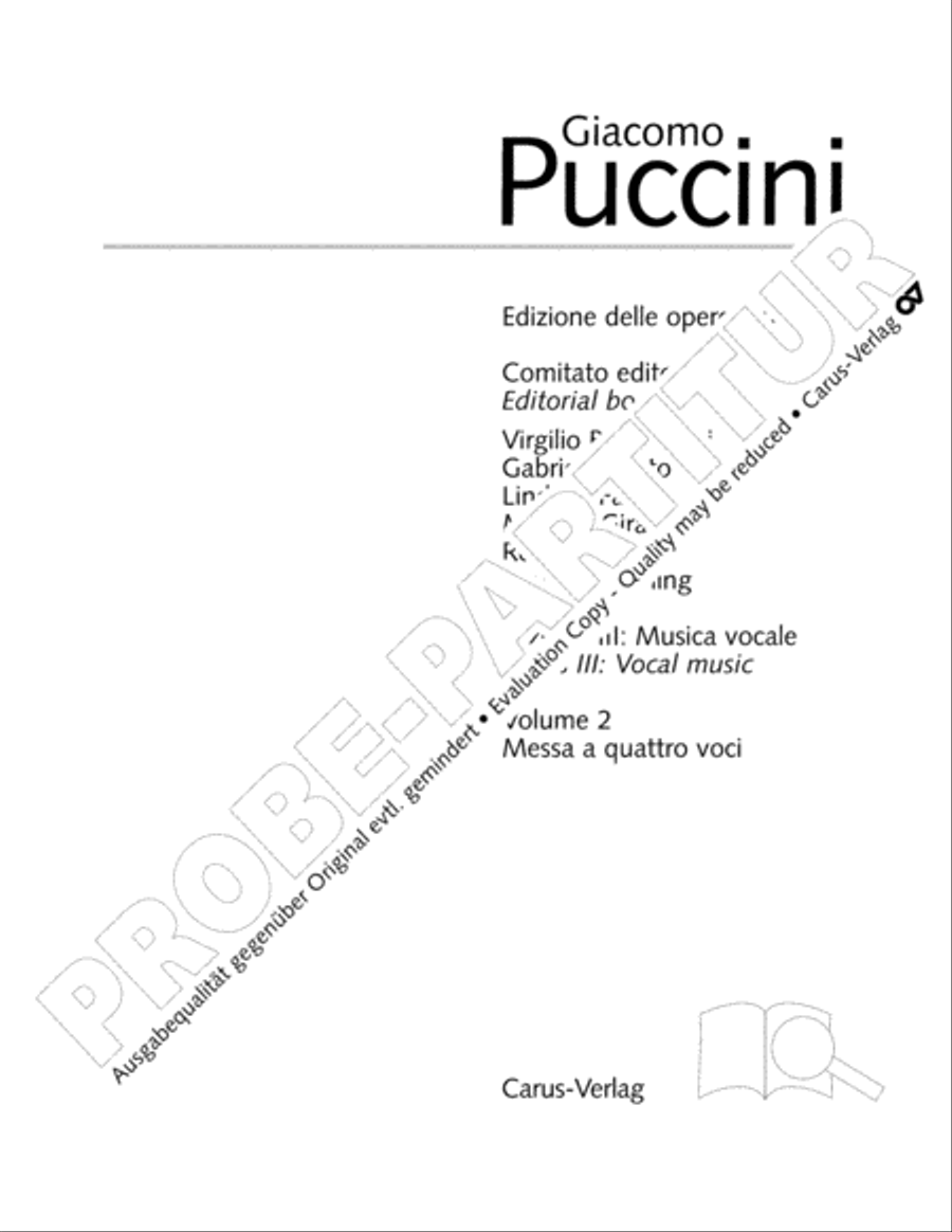 Edizione Nazionale delle Opere di Giacomo Puccini. III. Vocal music; 2. Messa a 4 voci (vol. III/2)