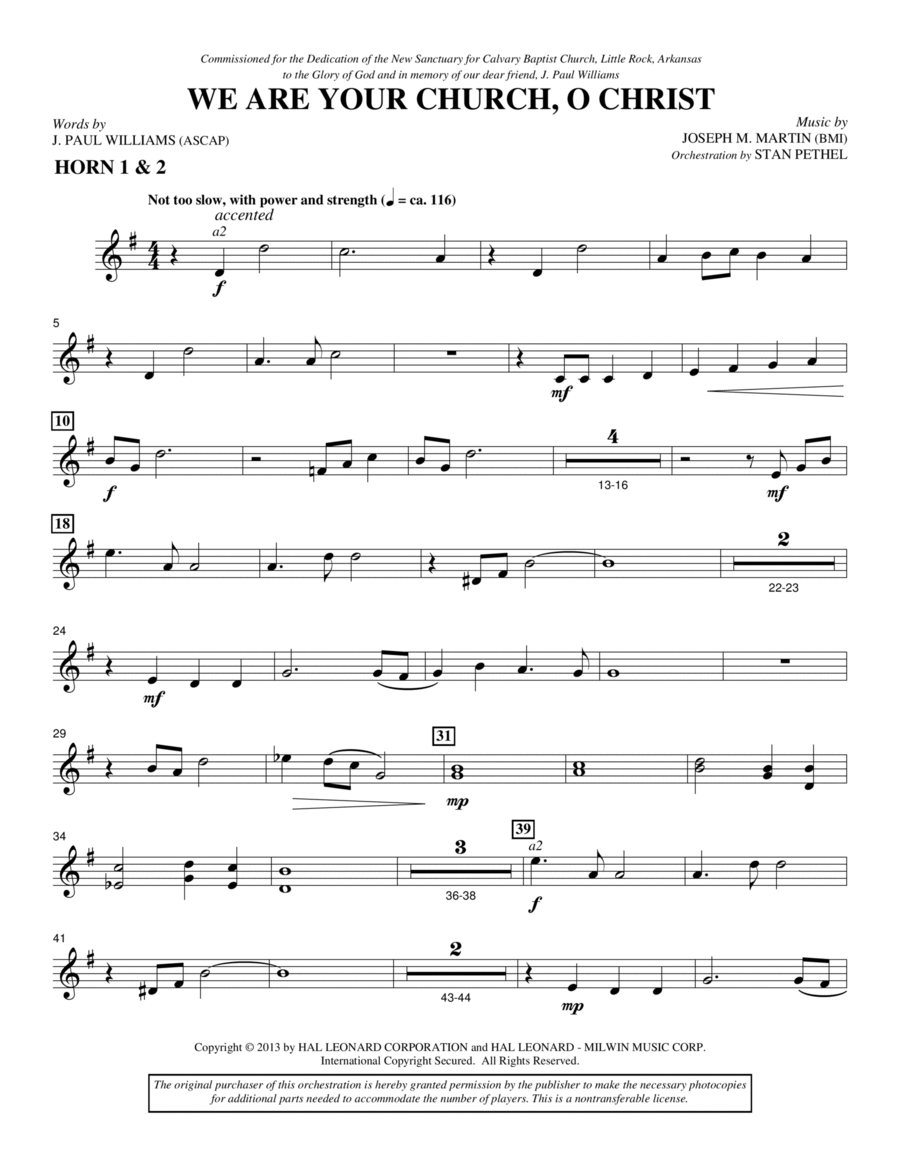 We Are Your Church, O Christ - F Horn 1,2 Choir scores gallery preview page 1