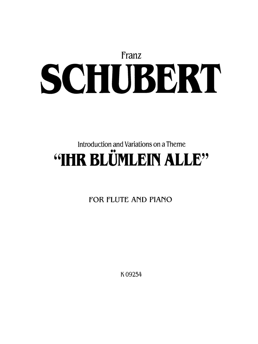 Schubert: Introduction and Variations on a Theme Ihr Bluemlein Alle Flute Solo scores gallery preview page 1