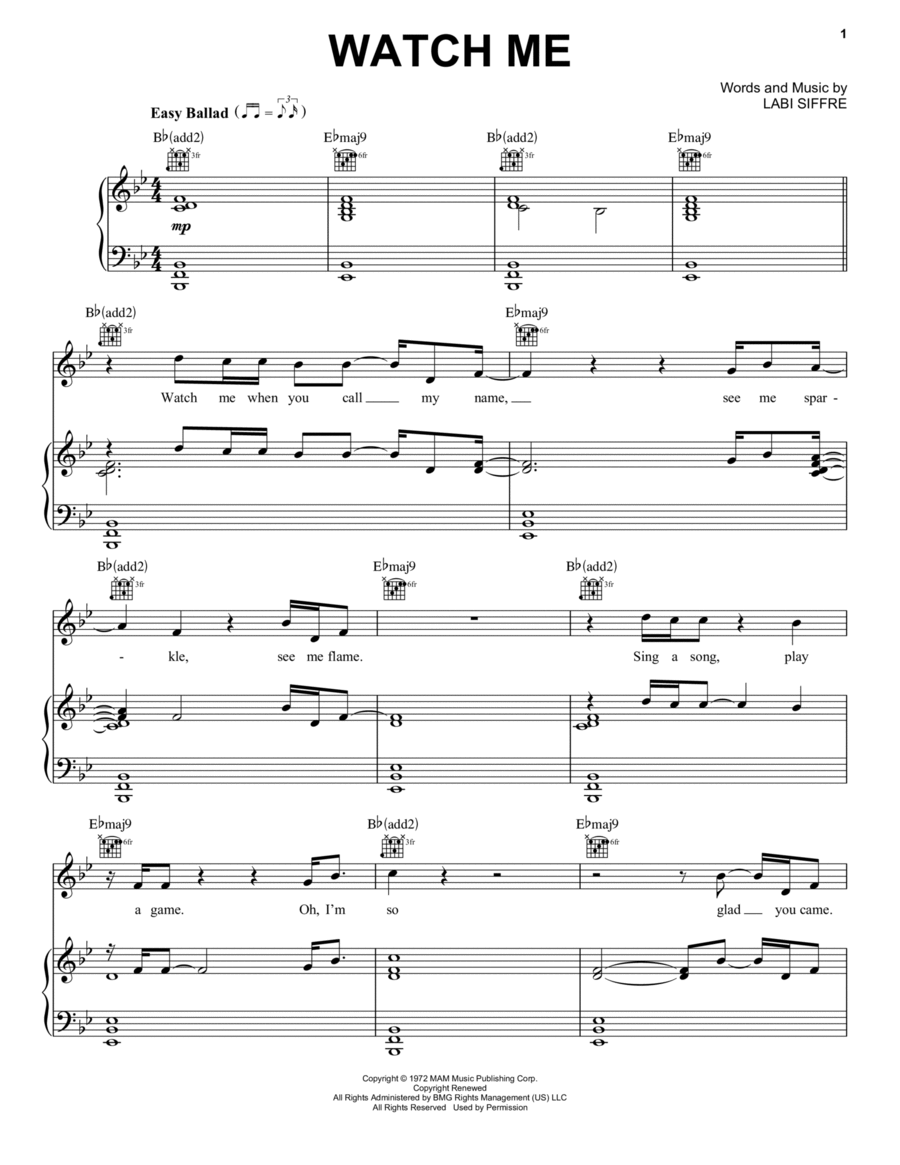 Watch Me by Labi Siffre Piano Vocal Guitar Digital Sheet