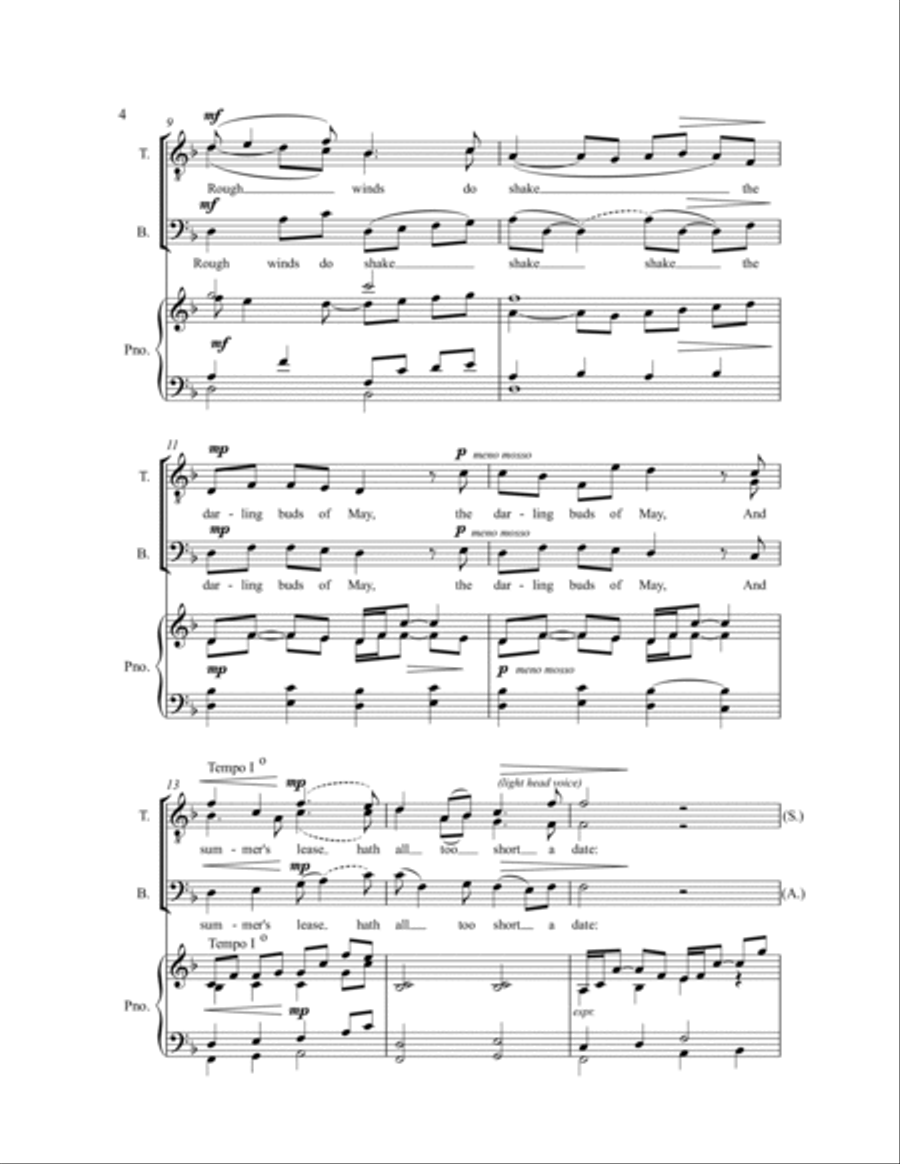 Shall I Compare Thee to a Summer's Day? 4-Part scores gallery preview page 7