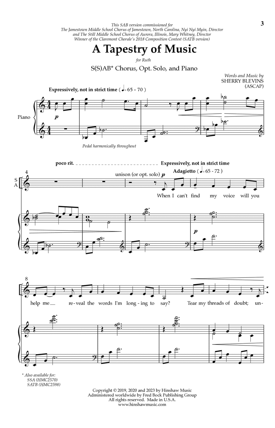 A Tapestry of Music 3-Part scores gallery preview page 1