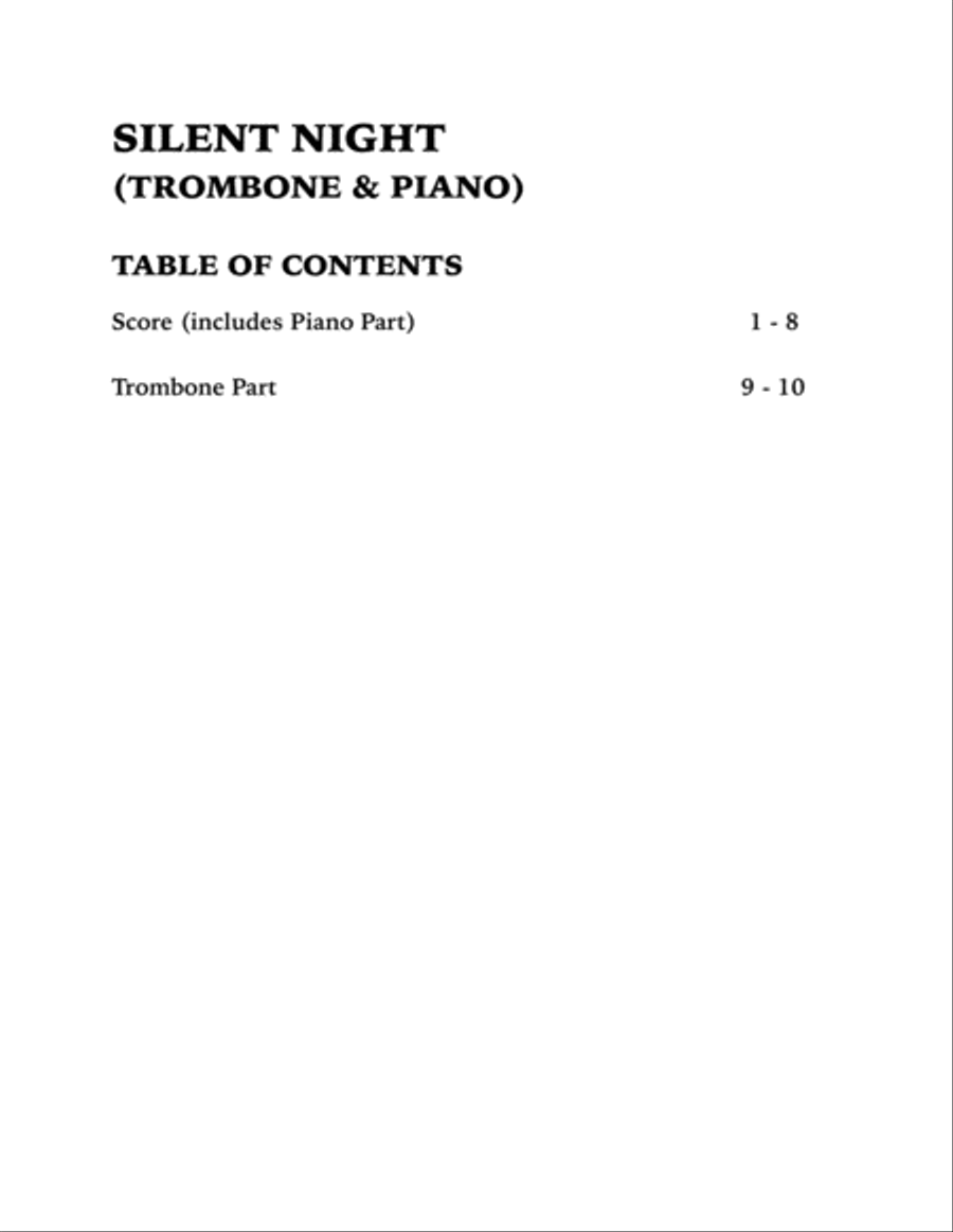 Silent Night (Trombone and Piano) Piano scores gallery preview page 4