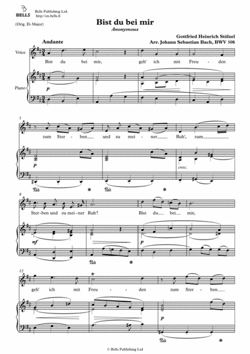 Bist du bei mir, BWV 508 (D Major)