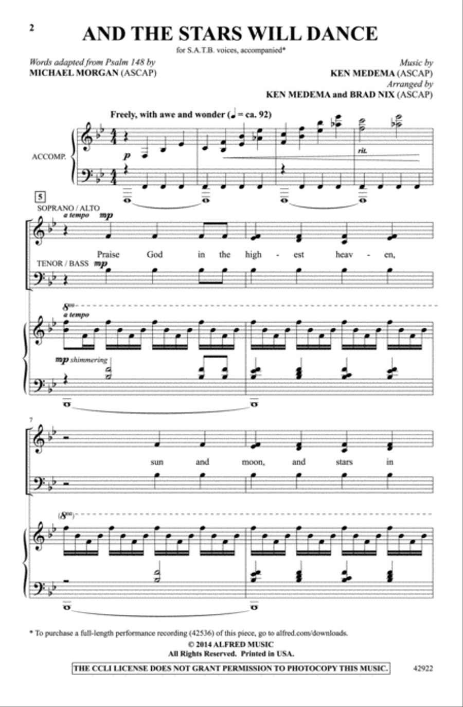 And the Stars Will Dance And the Stars Will Dance 4-Part scores gallery preview page 1