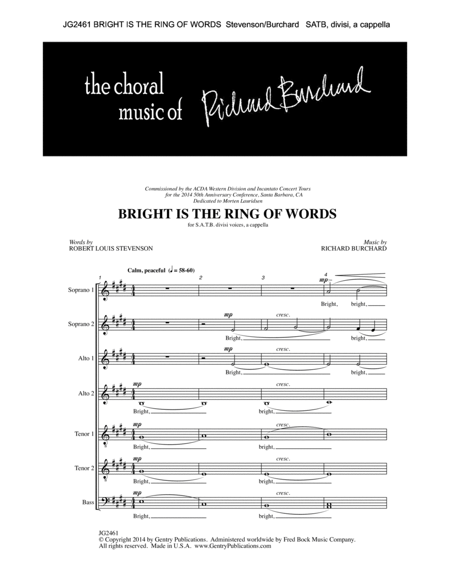 Bright Is the Ring of Words 4-Part scores gallery preview page 1