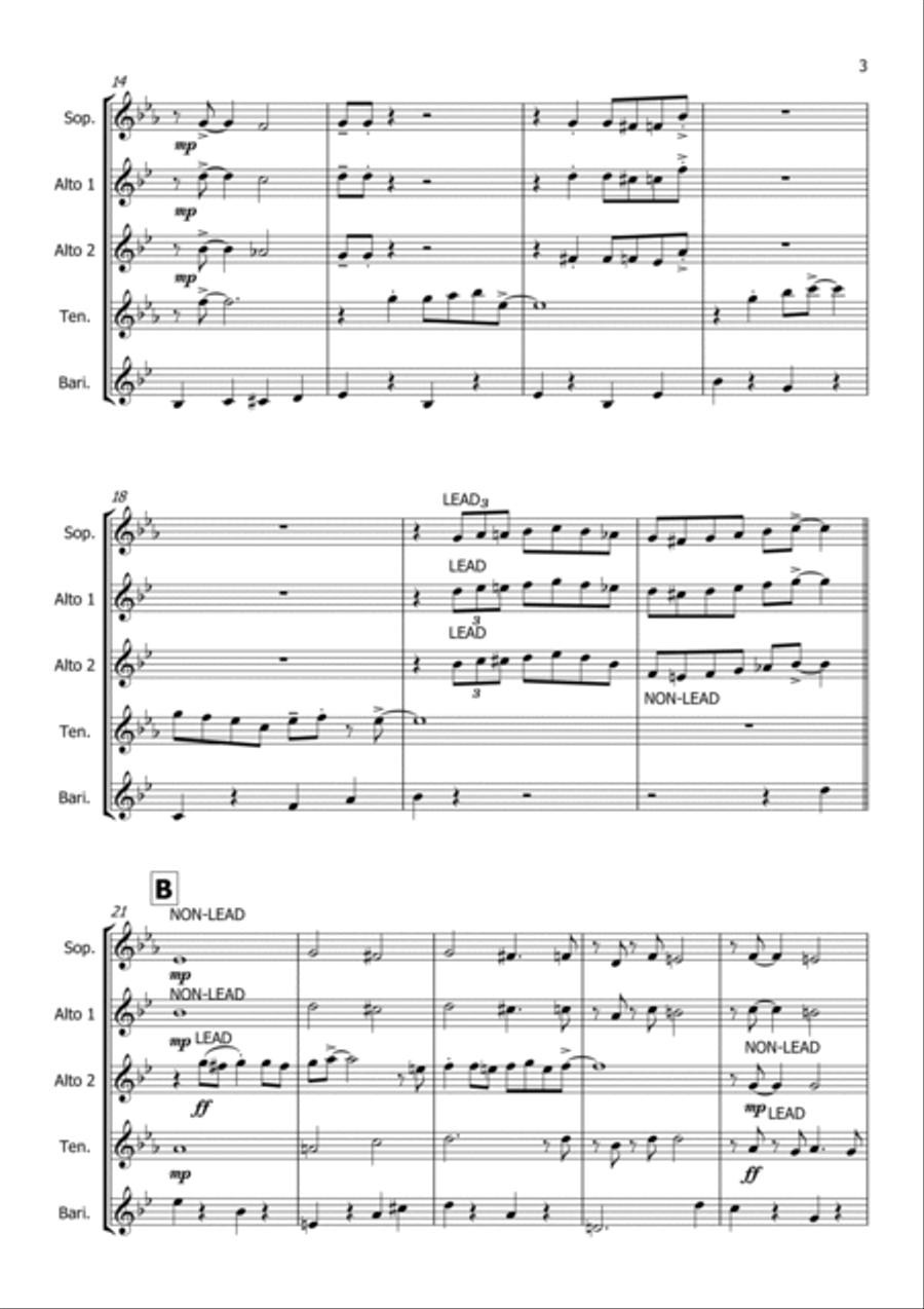 Monsters Inc. Saxophone Quartet scores gallery preview page 3