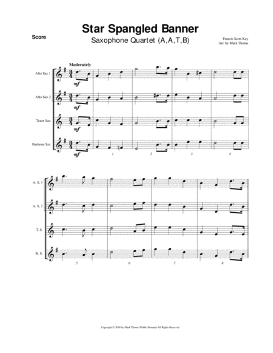 Star Spangled Banner Star Spangled Banner Woodwind Quartet scores gallery preview page 2