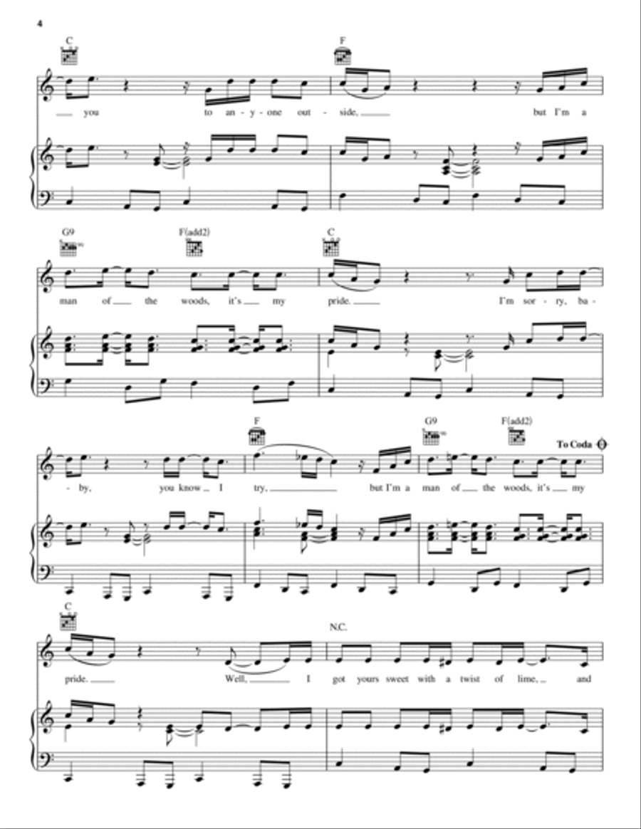 Man Of The Woods Man Of The Woods Piano, Vocal, Guitar scores gallery preview page 4