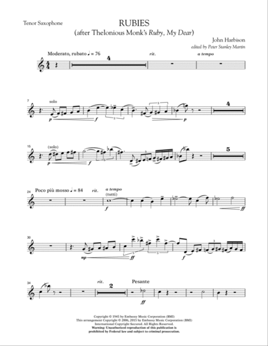 Rubies (After Thelonious Monk's 