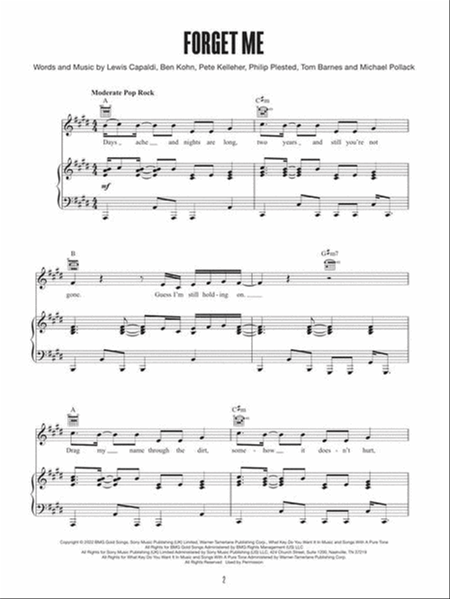 Lewis Capaldi – Broken by Desire to Be Heavenly Sent Piano, Vocal, Guitar scores gallery preview page 4