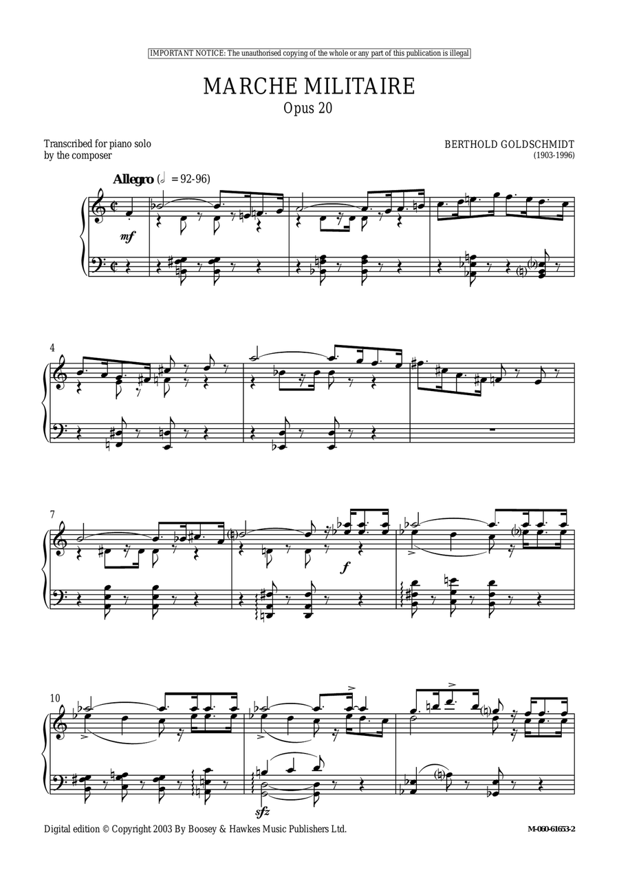 Marche Militaire, Op. 20 Marche Militaire, Op. 20 Piano Solo scores gallery preview page 1