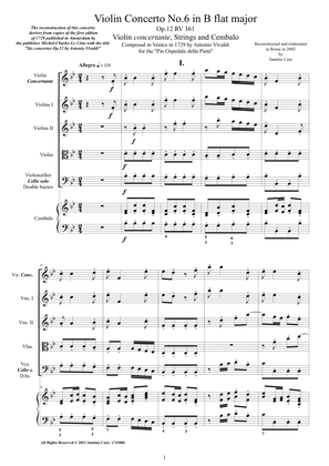 Vivaldi - Violin Concerto No.6 in B flat major Op.12 RV 361 for Violin, Strings and Cembalo