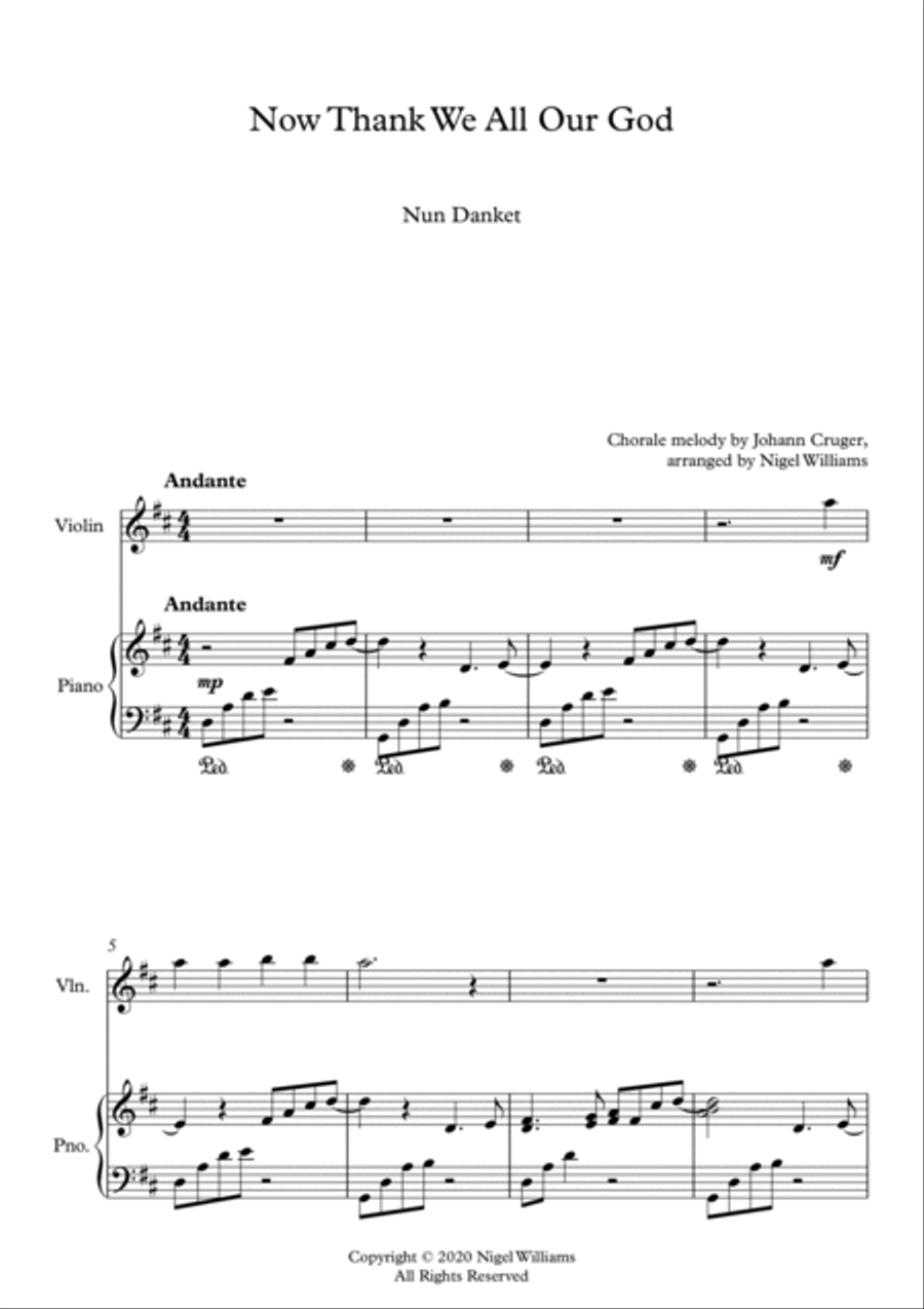 Now Thank We All Our God, for Violin and Piano Violin Solo scores gallery preview page 2