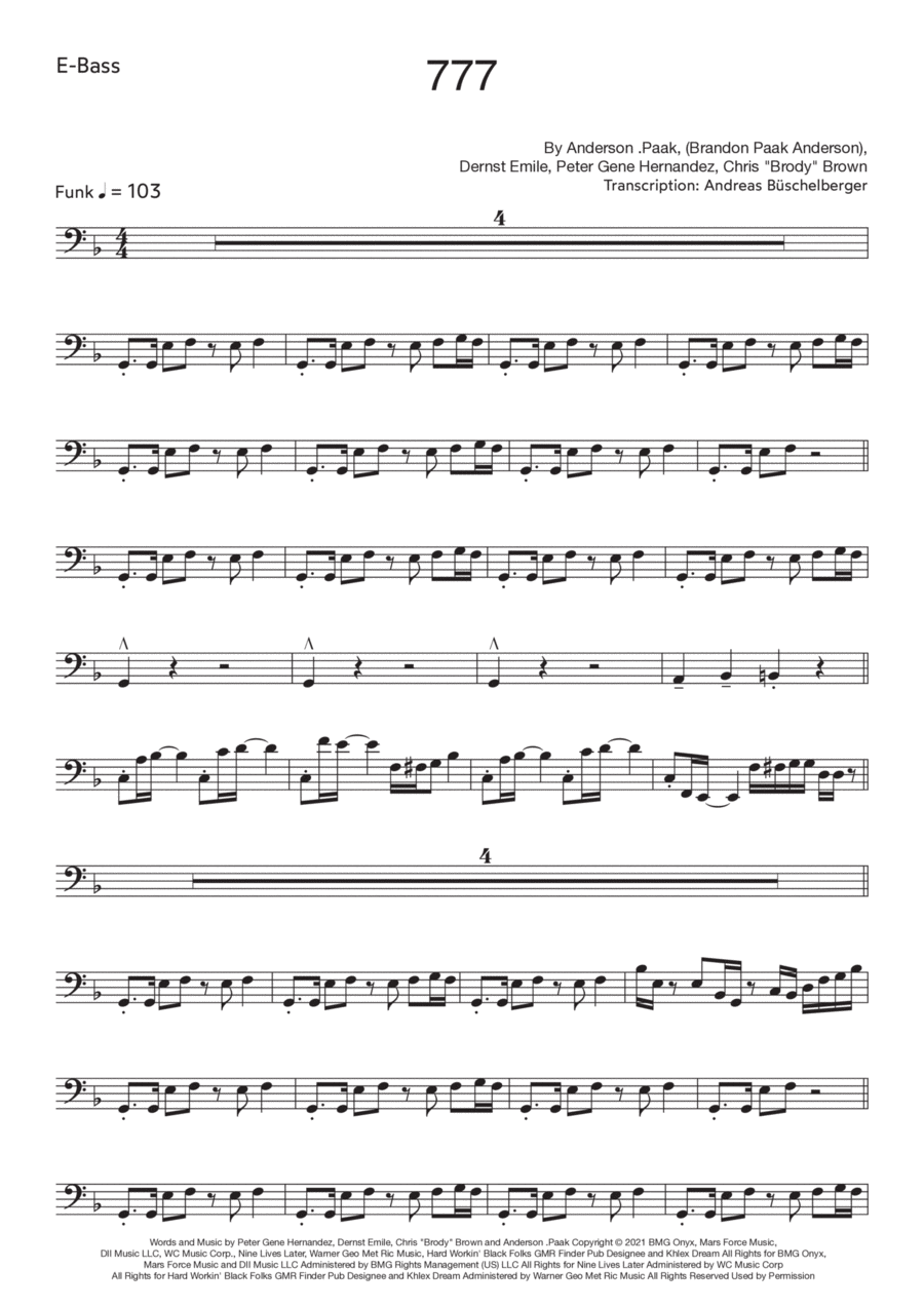 777 Bass Guitar scores gallery preview page 1