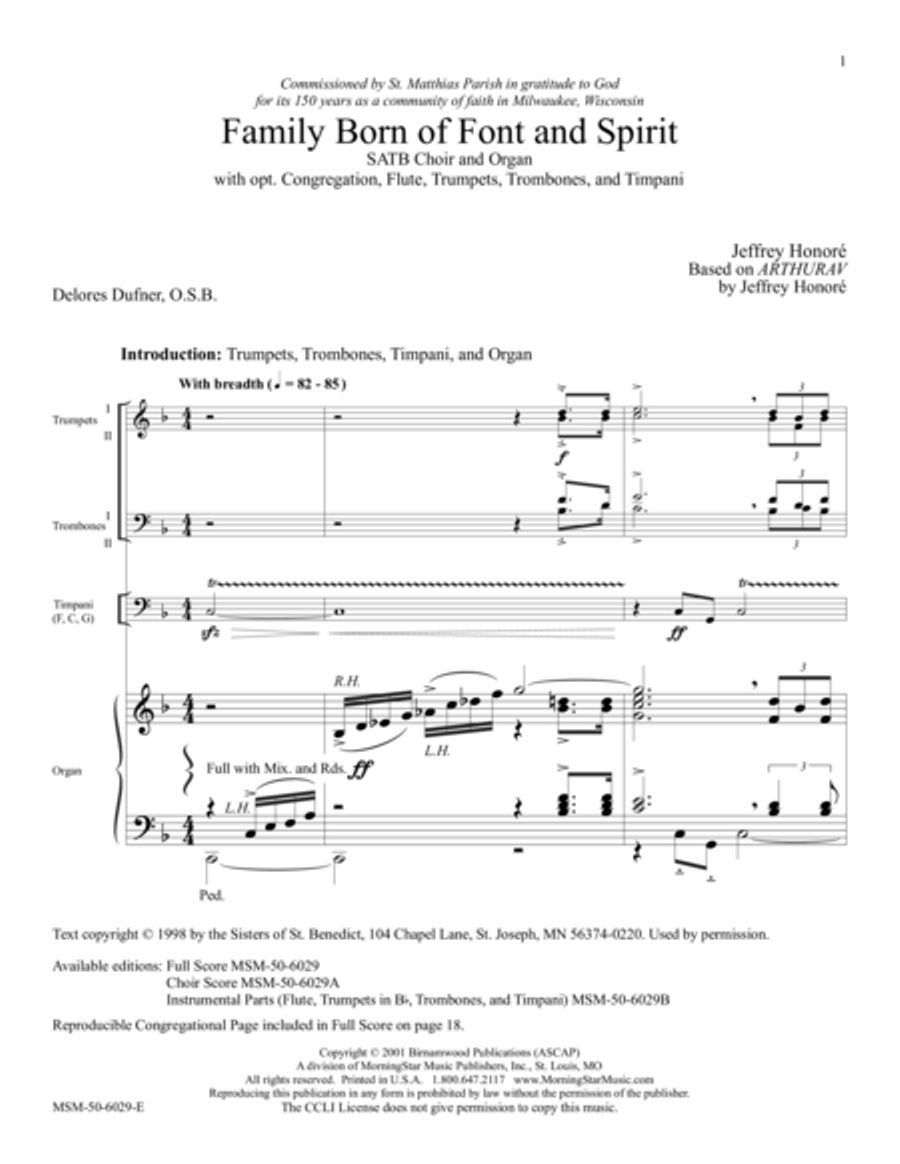 Family Born of Font and Spirit Choir scores gallery preview page 1