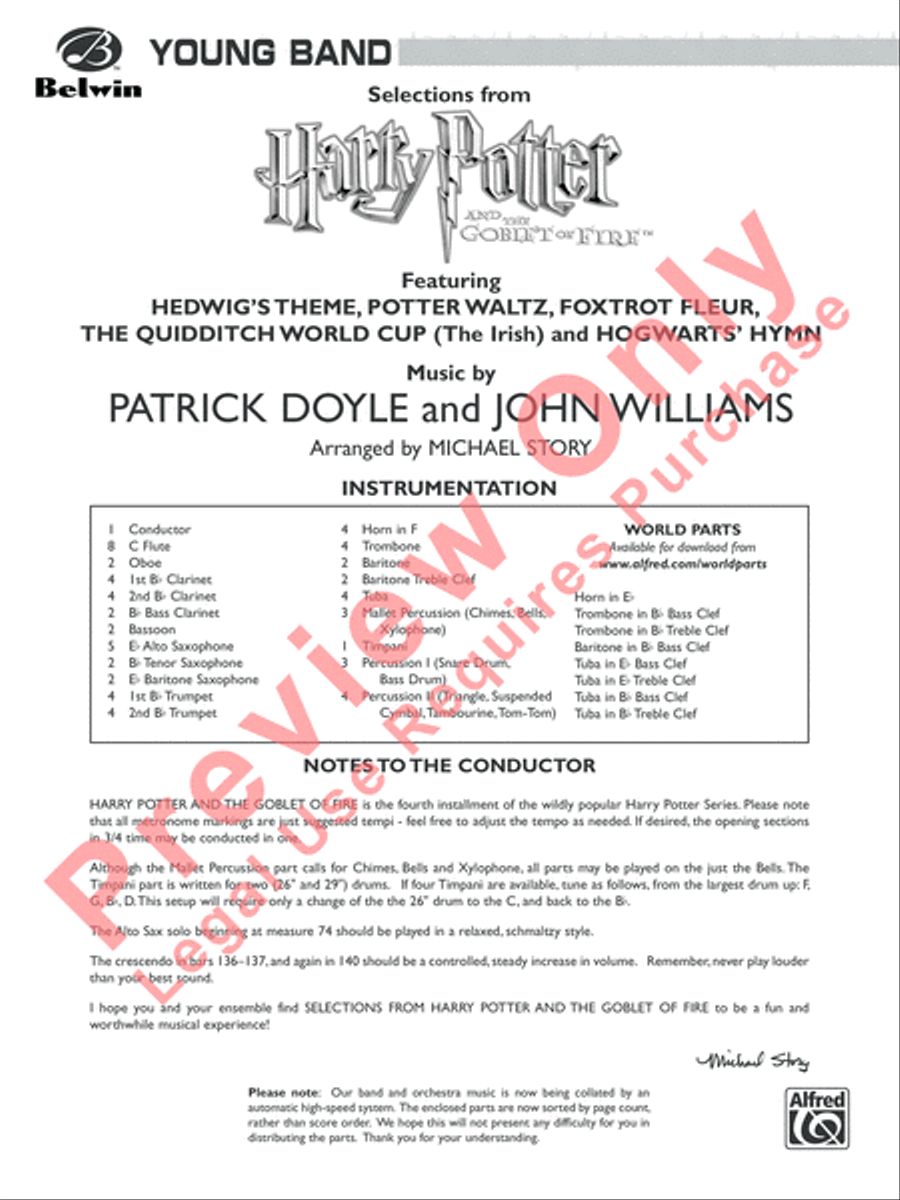 Harry Potter and the Goblet of Fire, Selections from Concert Band scores gallery preview page 2