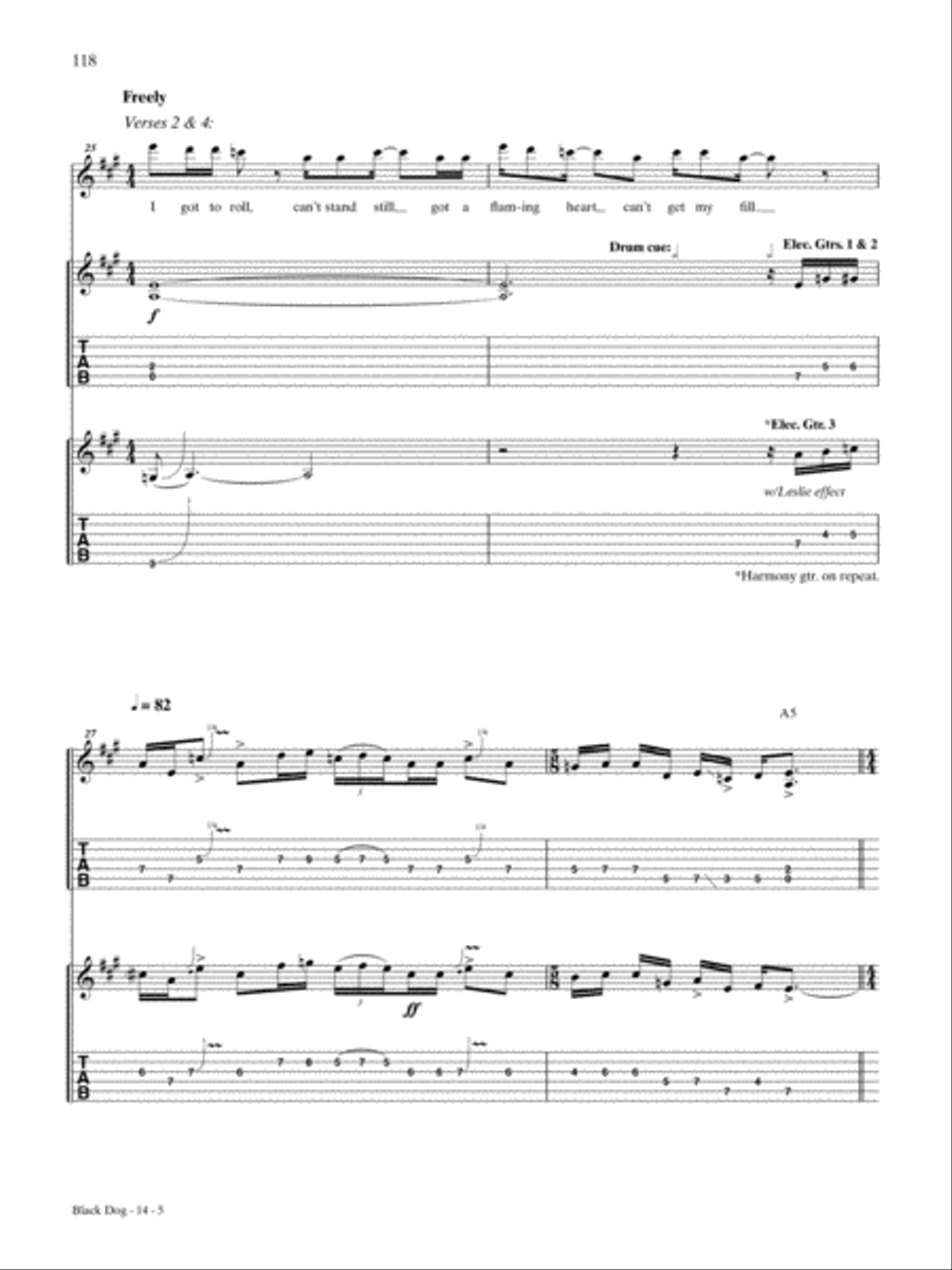 Black Dog Guitar Tablature scores gallery preview page 5