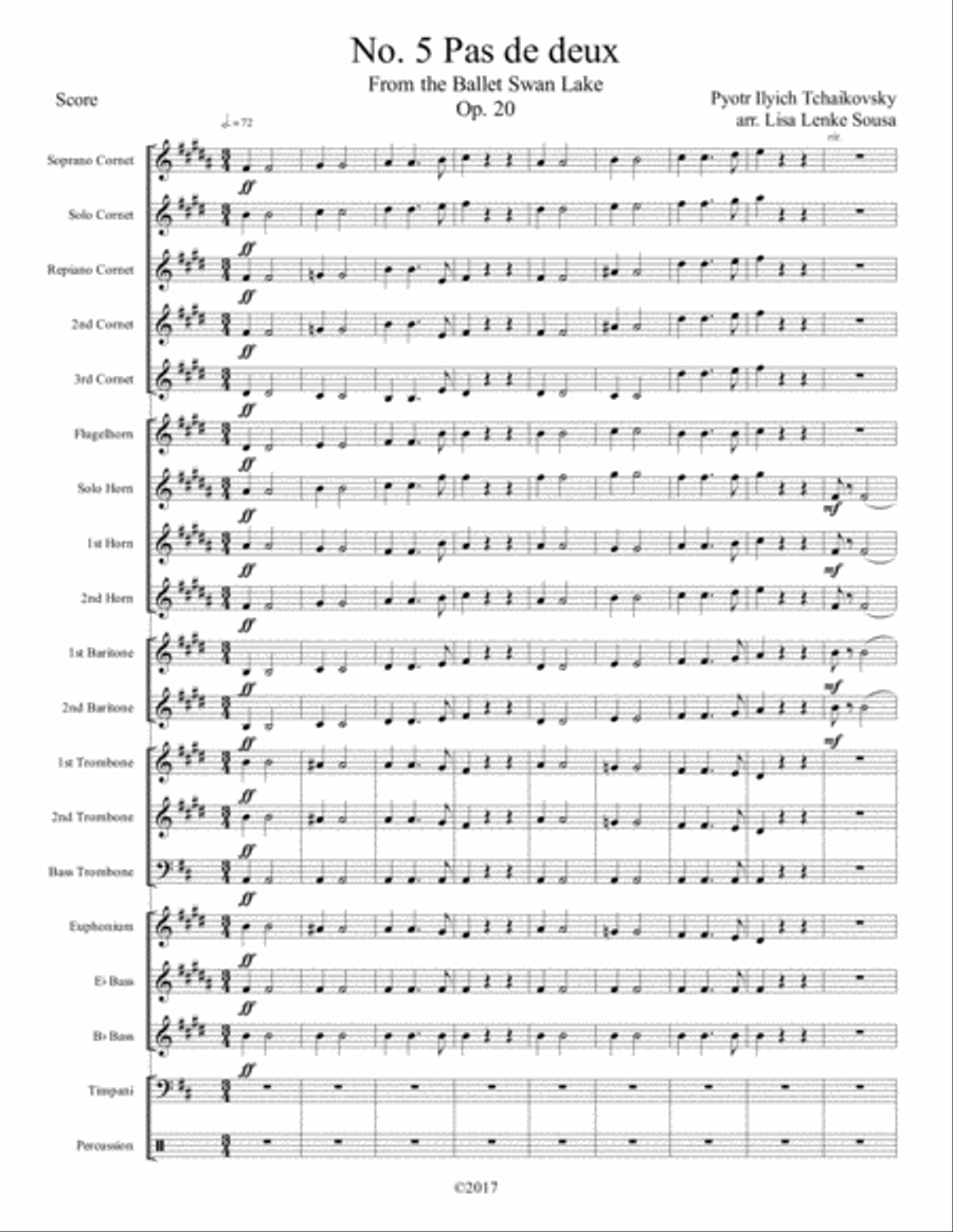 No. 5 Pas de deux From Act I from the Ballet Swan Lake Op. 20 Brass Band scores gallery preview page 2