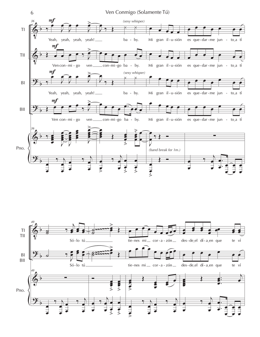 Ven Conmigo (solamente Tu) TTBB scores gallery preview page 6