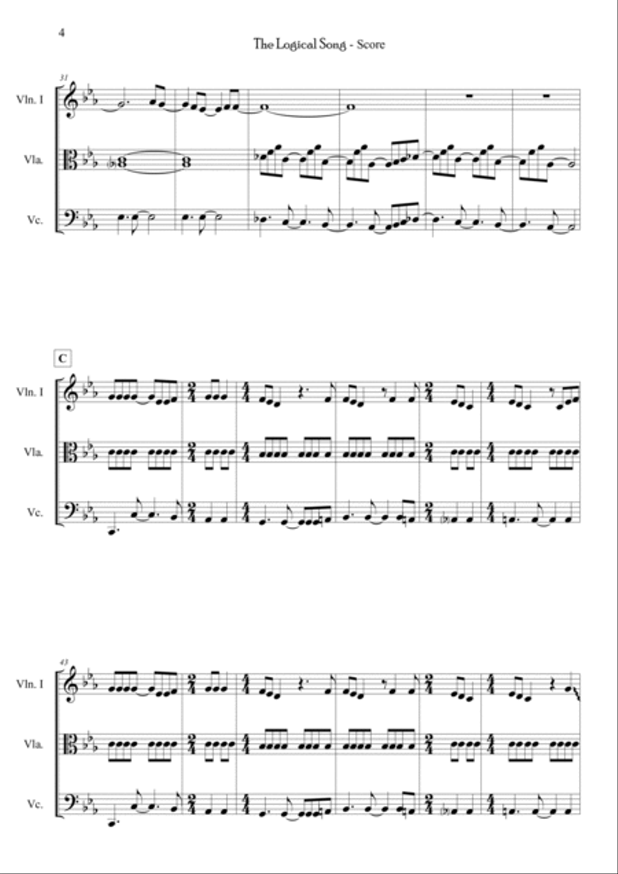 The Logical Song String Trio scores gallery preview page 4