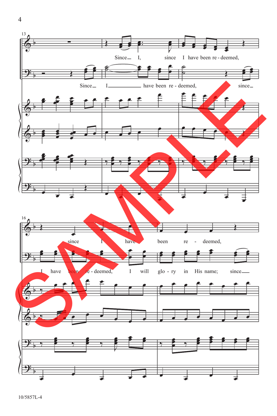Since I Have Been Redeemed 4-Part scores gallery preview page 4