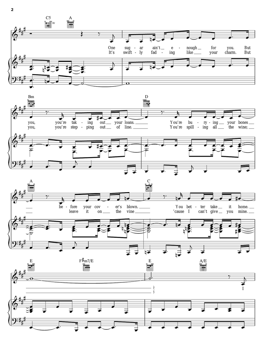 Your Little Secret Piano, Vocal, Guitar scores gallery preview page 2