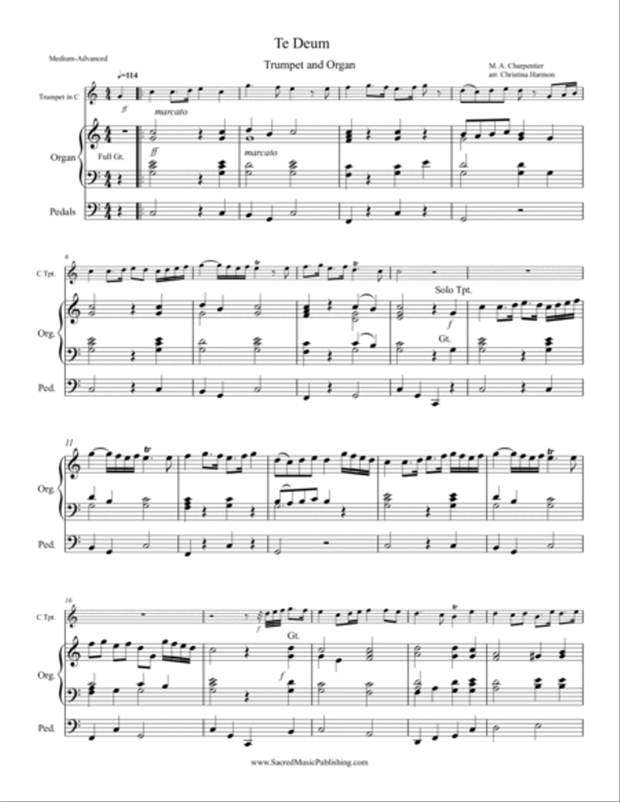 Te Deum, Charpentier - One Trumpet and Organ Trumpet Duet scores gallery preview page 2