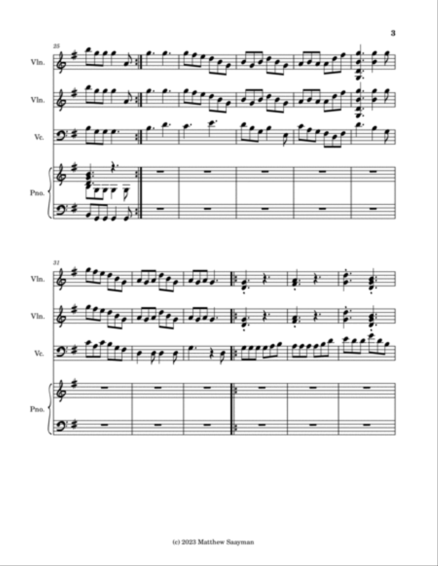 Fiddle Medley - Kesh Jig, Swallowtail Jig, Irish Washerwoman Piano Trio scores gallery preview page 3