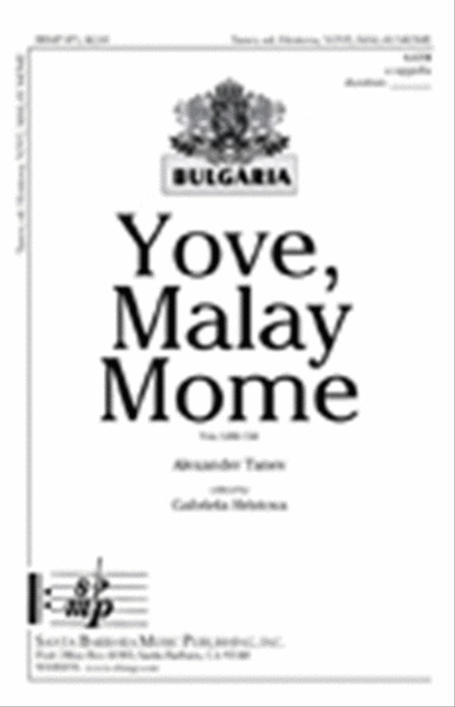 Yove, Malay Mome - SATB Octavo 4-Part scores gallery preview page 1