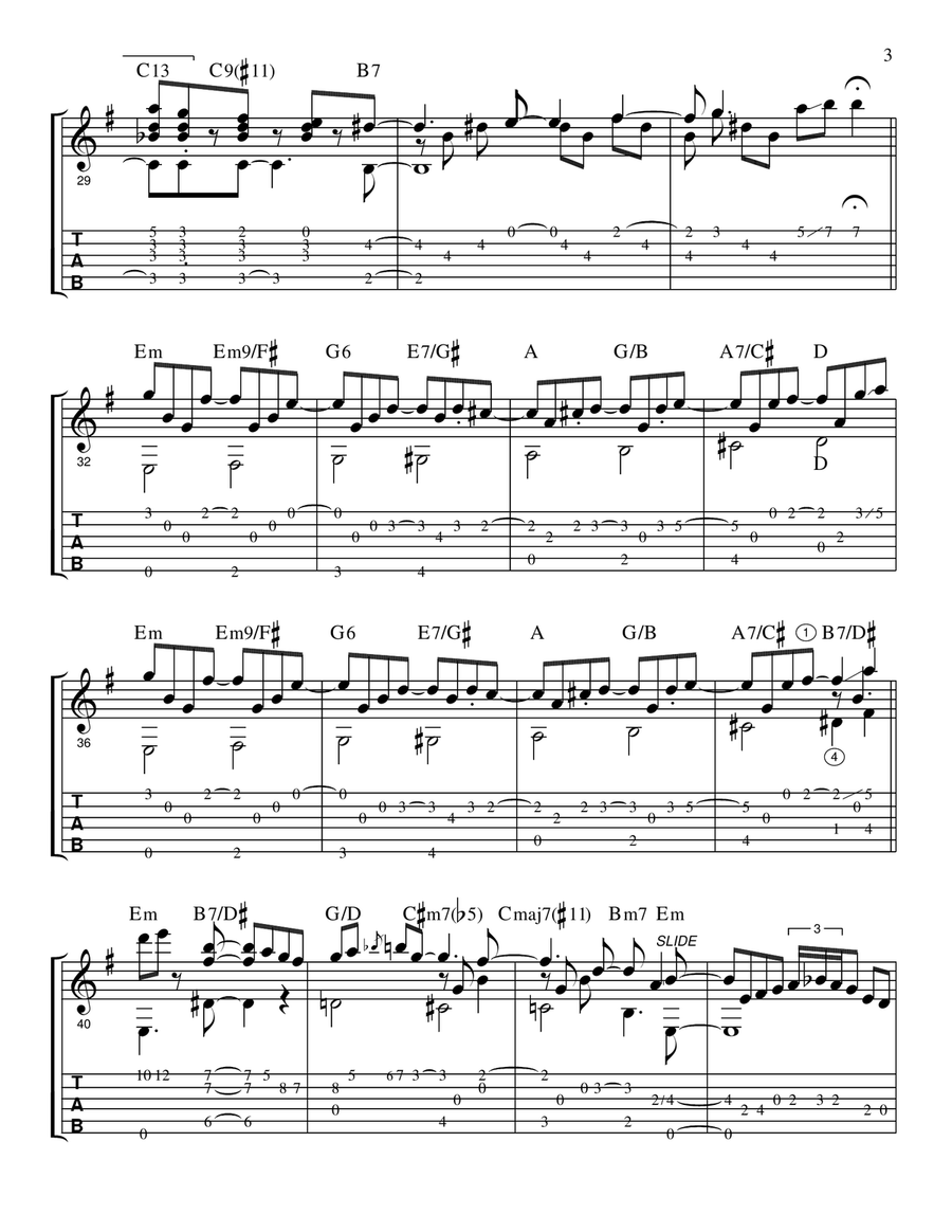 Nevermore in E Minor (TAB plus standard notation) Guitar Tablature scores gallery preview page 3