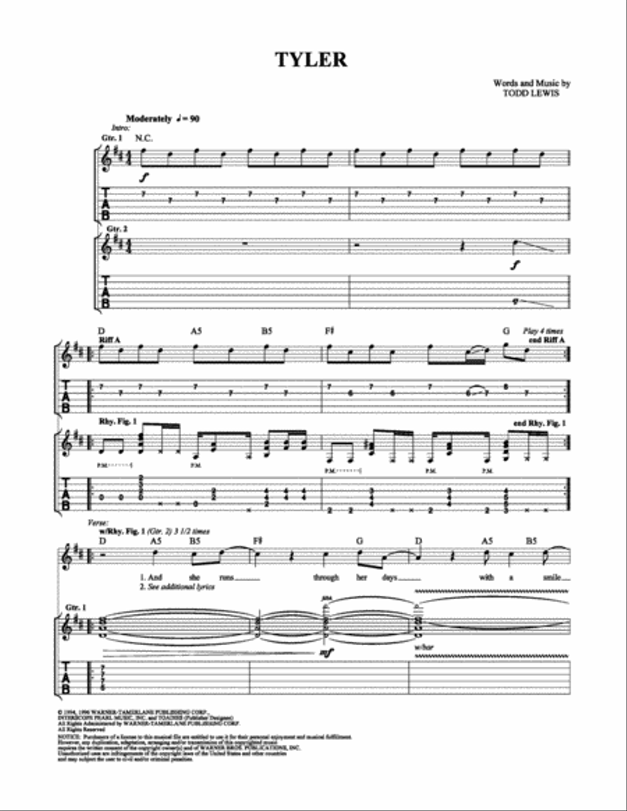 Tyler Electric Guitar scores gallery preview page 1