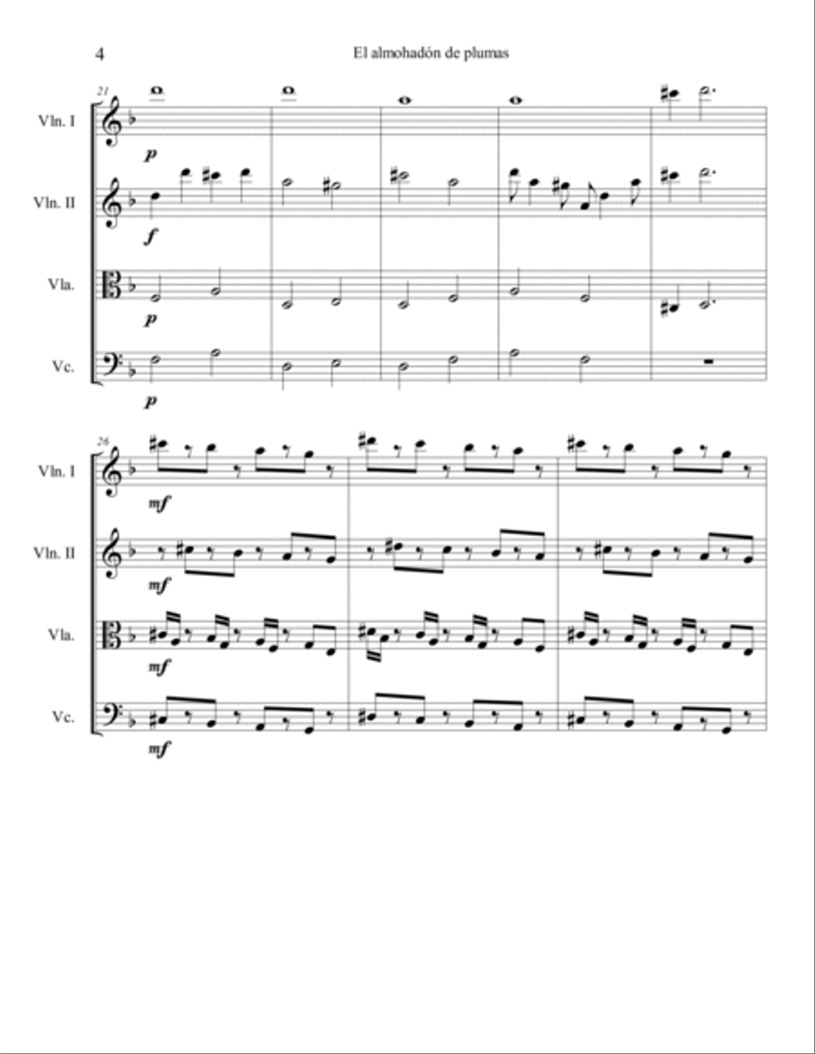 El almohadón de plumas String Quartet scores gallery preview page 4