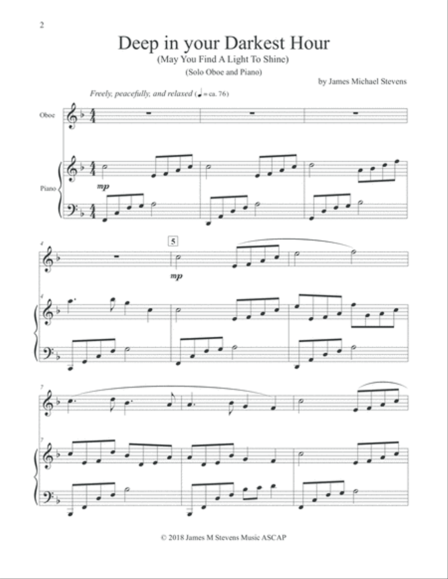 Deep In Your Darkest Hour - Oboe & Piano Piano scores gallery preview page 2