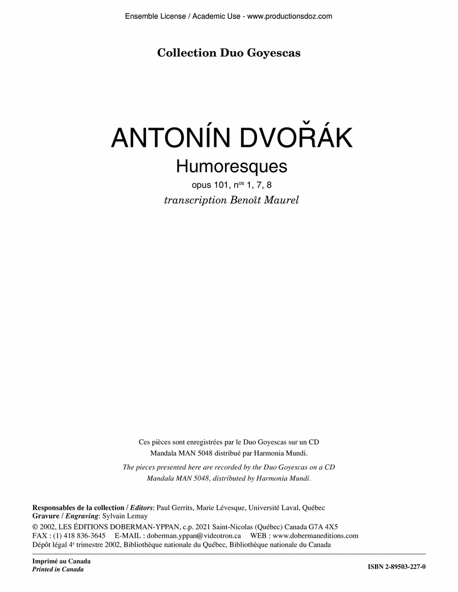 Humoresques op. 101, nos 1, 7, 8 (cello / guit.) Cello scores gallery preview page 1